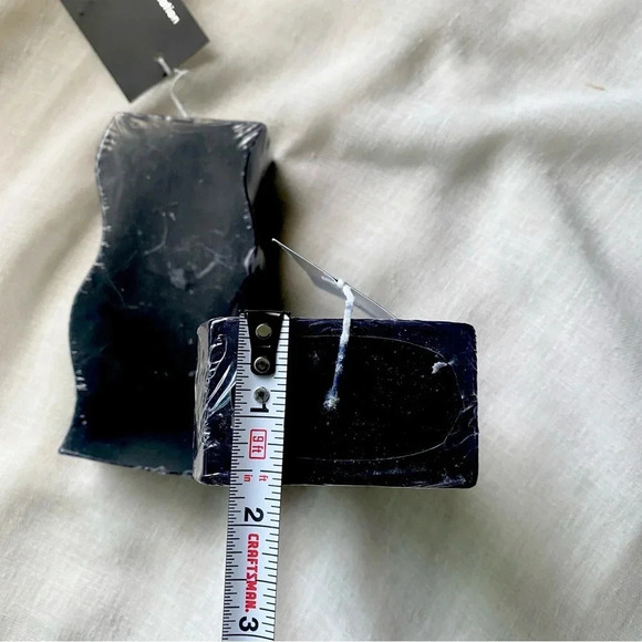 UR BANE BY DW HOME Unscented Decorative Wave Pillar Candles Pair Black - Picture 8 of 9